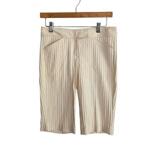 Theory "Adriga" Khaki Textured Bermuda Shorts